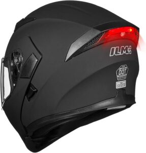 ILM Motorcycle Dual Visor Flip up Modular Full Face Helmet DOT LED Light Model 4