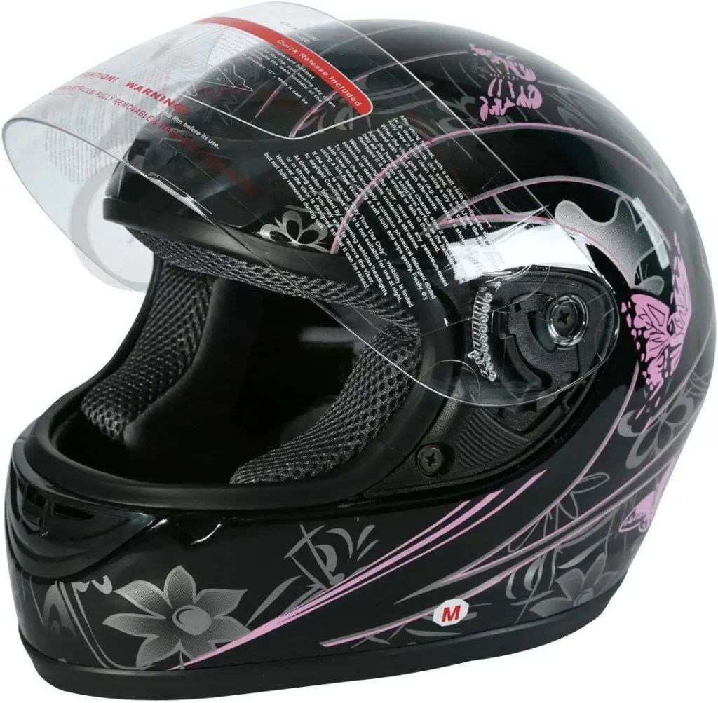  TCT-MT DOT Adult Helmet Full Face Black/Pink Butterfly White/Matte Gloss Black Star Carbon Fiber